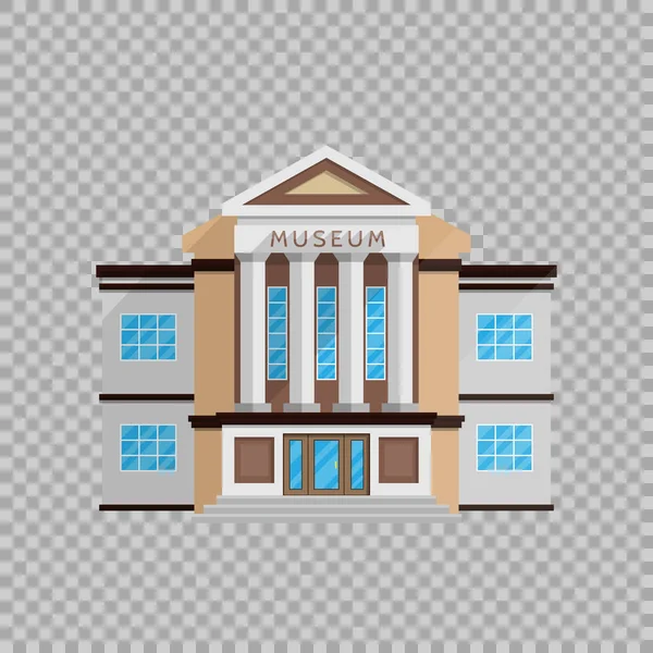 Museum building in flat style isolated on transparent background Vector illustration. Classical architecture, cultural monuments exhibits, cultural program symbol for your projects