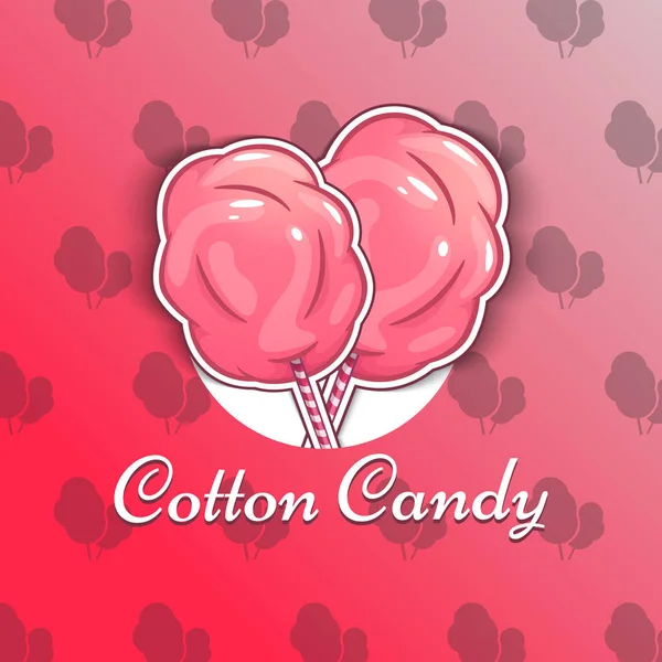Emblema aislado del logotipo del caramelo del algodón para sus productos, ilustración vectorial de hecho a mano. Símbolo de una nube de azúcar, iconos de postre . — Vector de stock
