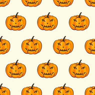 Cadılar Bayramı Seamless Modeli izole karikatür tarzı korkunç kabaklar ile şal duvar kağıdı. Halloween Tema projeleriniz için vektör çizim