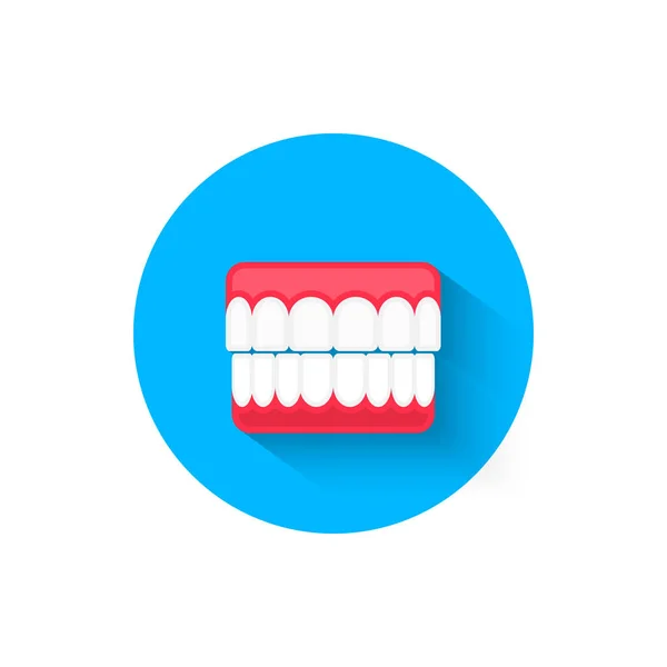 Icono de prótesis dental, ilustrado en una ilustración vectorial de diseño plano. Icono moderno y minimalista sobre el tema de la estomatología. Sitio web y diseño para aplicaciones móviles y otros proyectos — Archivo Imágenes Vectoriales