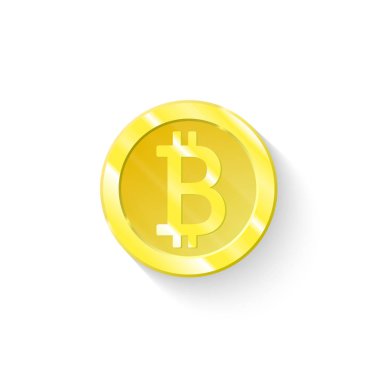 Bitcoin iş logo simge izole, sembolü kazanç gelecekte, sanal para birimidir. Blocchain, projeleriniz için. Altın sikke için web, mobil uygulamalar ve diğer projeler