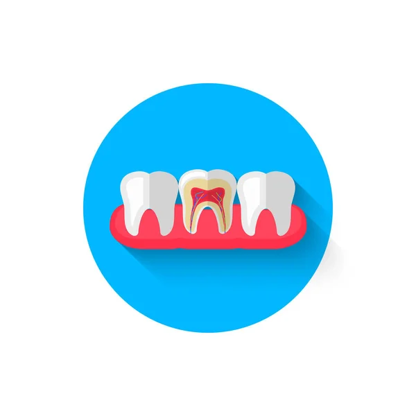 Diş kesme simgesinde bir düz tasarım stil vektör illüstrasyon izole. Stomatology şık renk teması modern simgesi. Web ve mobil uygulamalar ve diğer projeler için tasarım — Stok Vektör