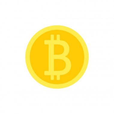 Bitcoin iş logo simge izole, sembolü kazanç gelecekte, sanal para birimidir. Blocchain, projeleriniz için. Altın sikke için web, mobil uygulamalar ve diğer projeler