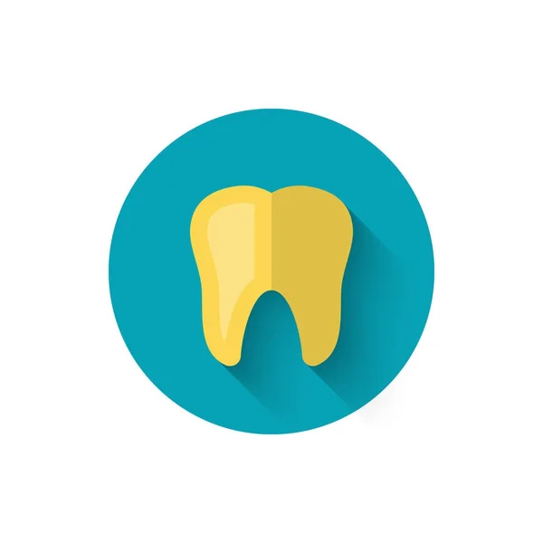 Golden tooth icon, illustrated in a flat style design of vector illustration. Modern icon on dentistry in stylish colors. Website and design for mobile applications and other your projects — Stock Vector