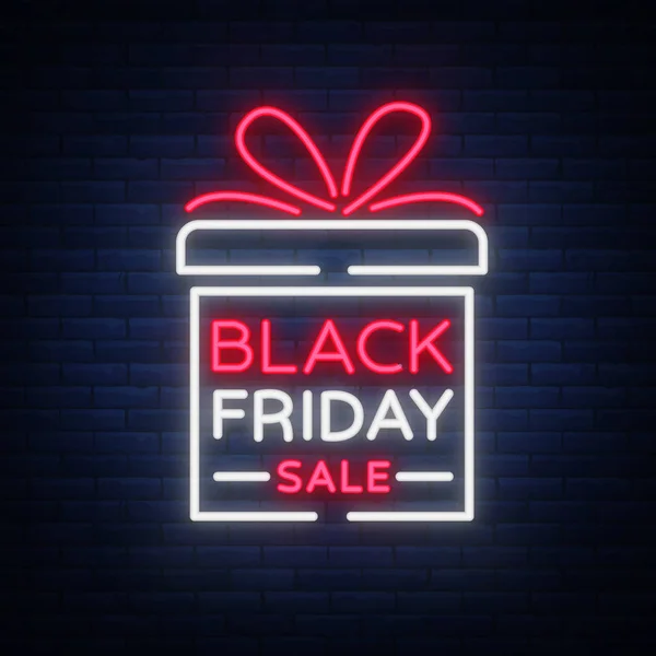 Black Friday Vektor isoliert, Plakatbanner im Neon-Stil. helles Zeichen Verkäufe Black Friday Rabatte — Stockvektor