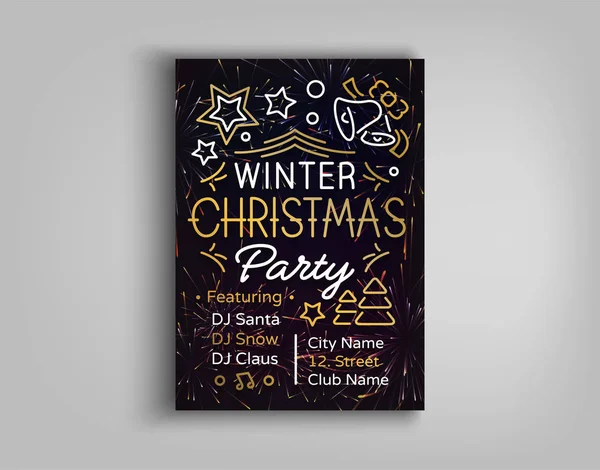 Christmas party broschyr vektorillustration. Template Design jul part inbjudan. Sportlov, julkort, flyer, banner, vykort. Vektorillustration för dina projekt — Stock vektor