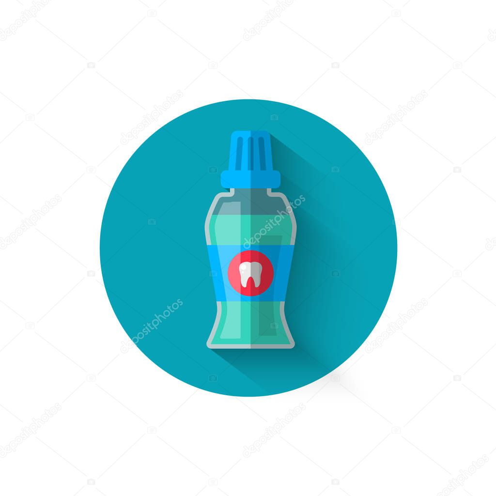 Mouthwash icon, illustrated in a flat style design of vector illustration. Modern icon on dentistry in stylish colors. Website and design for mobile applications and other your projects