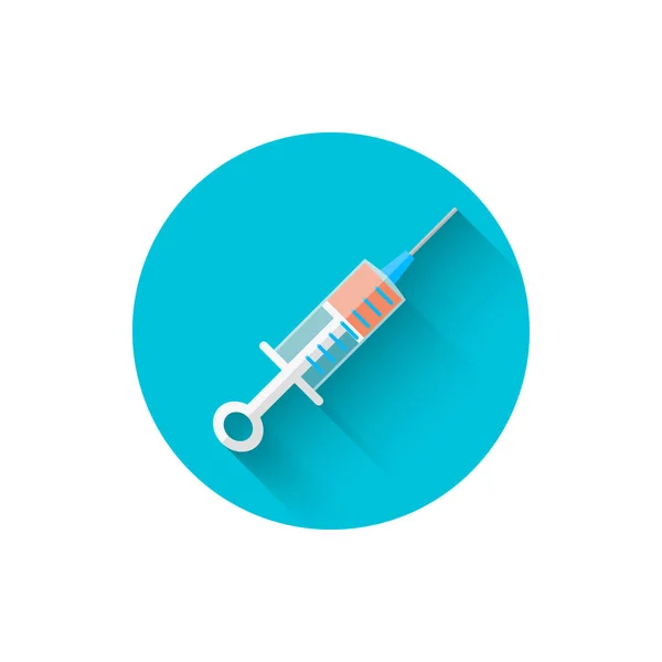 Injection icon, illustrated in a flat style design of vector illustration. Modern icon of medicine. Website and design for mobile applications and other your projects — Stock Vector