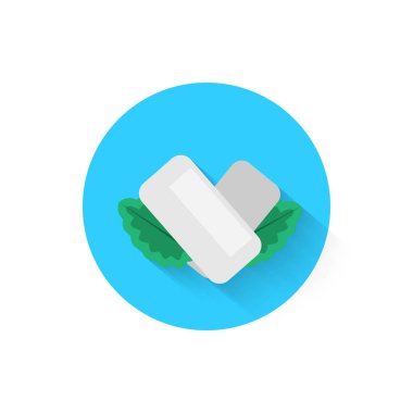 Sakız nane yaprakları ile izole bir simge simgedir. Projeleriniz için vektör çizim