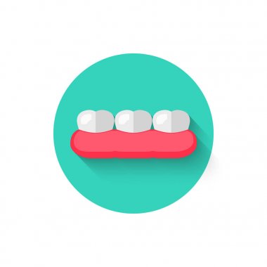 Düz tasarım stil vektör illüstrasyon izole diş simgesi. Stomatology şık renk teması modern, minimalist simgesi. Web ve mobil uygulamalar ve diğer projeler için tasarım