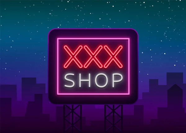 Sex Pattern Logo, konsep xxx Seksi untuk orang dewasa dengan gaya neon. Tanda neon, elemen desain, penyimpanan, cetakan, facade, papan jendela, proyek digital. Toko intim. Iklan tanda malam yang terang. Vektor - Stok Vektor