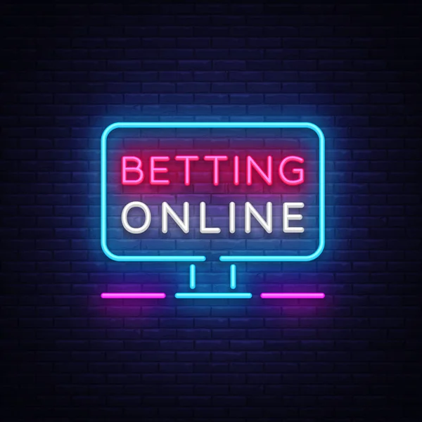 Betting Online neonskylt. Gambling slogan, Casino, Betting designelement, natt neon skylt. Vektorillustration — Stock vektor