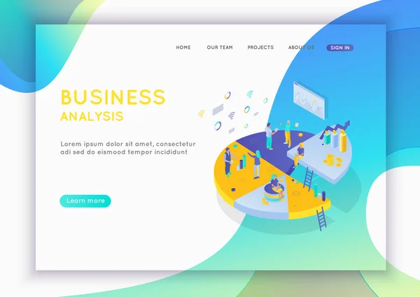 Business analysis concept. Graphic and audit documentation, economic analysis financial budget. Illustration Flat isometric vector background. Can use for web banner, infographics