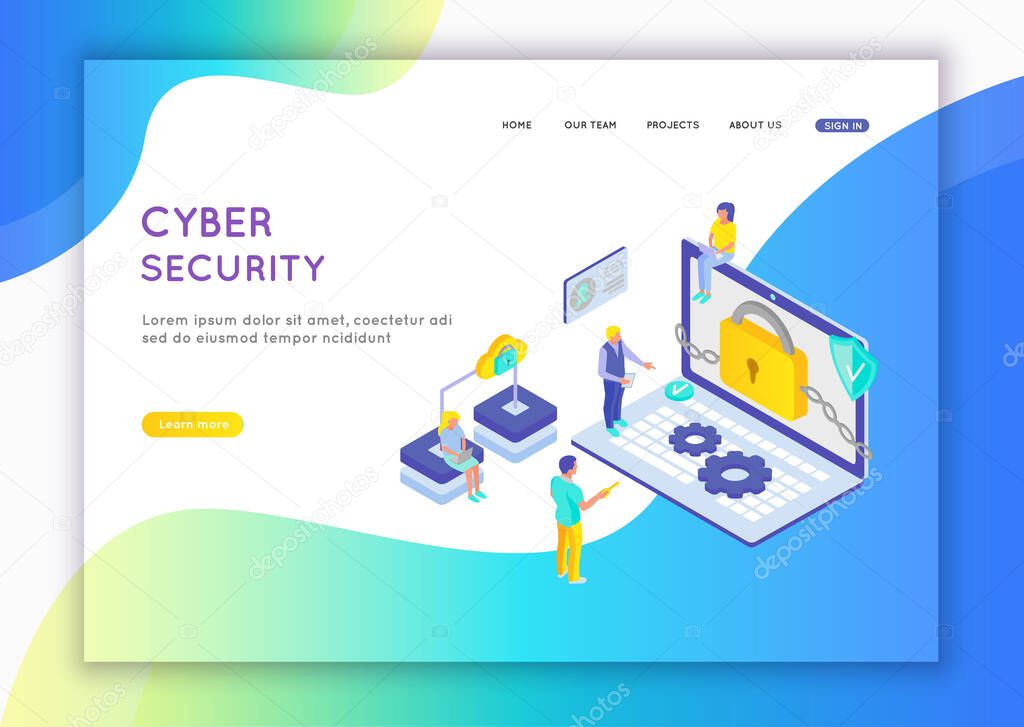 Cyber Security Infographic, banner with hero protect data and confidentiality. Can use for web banner, infographics. Flat isometric vector illustration isolated