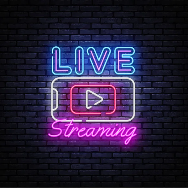 Live Streaming Only neon text vector design template. Live Video neon sign, light banner, design element, night bright advertising, bright sign. Vector illustration — Stock Vector