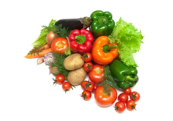 Verduras frescas maduras sobre fondo blanco — Foto de Stock