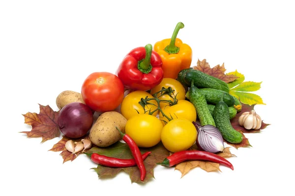 Fresh ripe vegetables isolated on white background — Stock Photo, Image