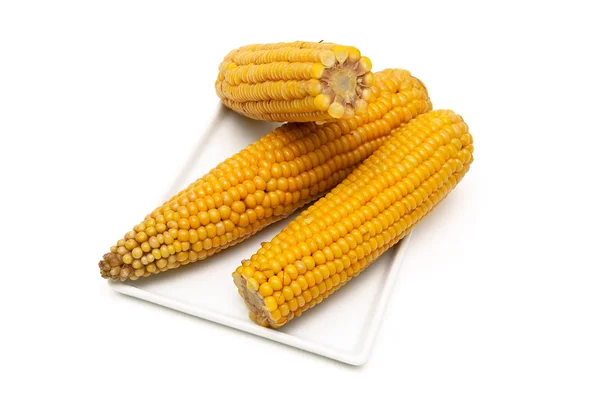 Boiled corn isolated on a white background — Stock Photo, Image