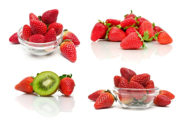 Reife saftige Erdbeeren isoliert auf weißem Hintergrund. — Stockfoto