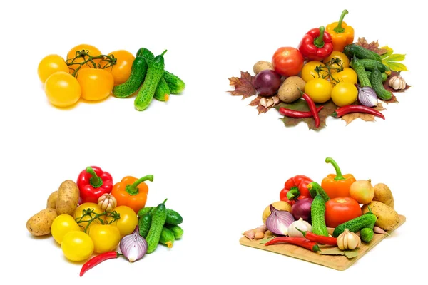 Зрізати овочі ізольовані на білому тлі. горизонтальна фотографія . — стокове фото