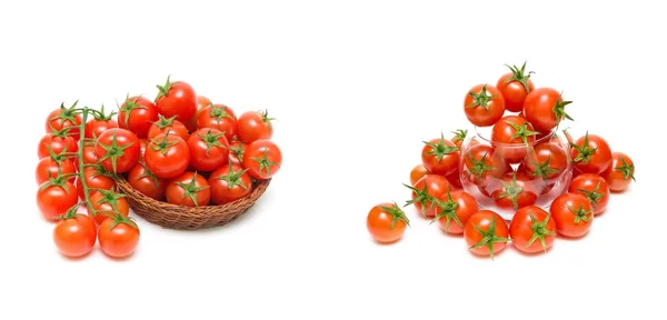 Ντομάτες κερασιές απομονωμένες σε λευκό φόντο — Φωτογραφία Αρχείου