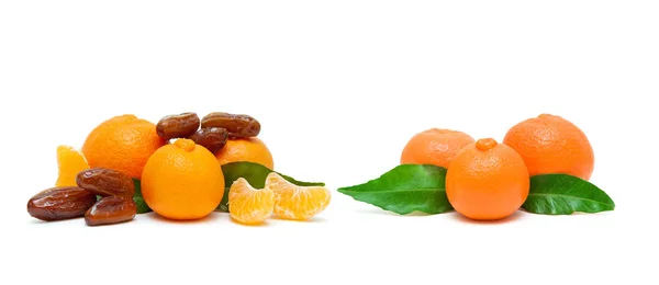 Ripe tangerines and figs isolated on white background — Stock Photo, Image