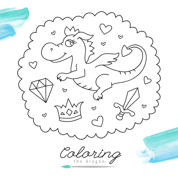 Dragon for coloring — ストックベクタ