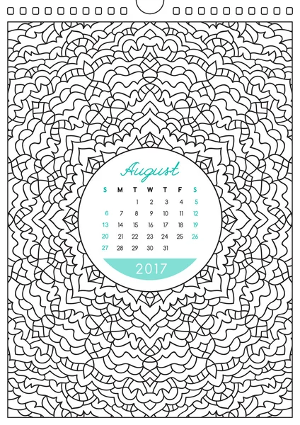 Calendario 2017 para colorear — Vector de stock