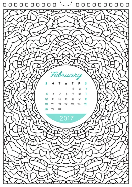 Kalendarz 2017 do kolorowania — Wektor stockowy