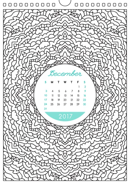 Kalender 2017 zum Ausmalen — Stockvektor