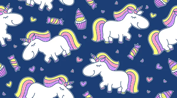 Baby seamless pattern with unicorns — Stock Vector