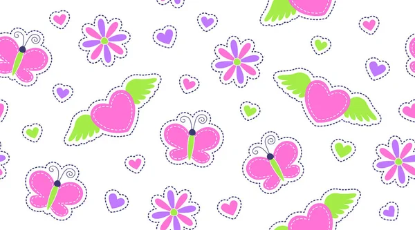 Seamless pattern of cute stickers — Stock Vector