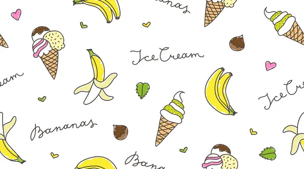 Банан і морозиво — стоковий вектор
