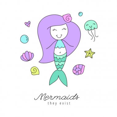 sevimli vektör deniz kızı