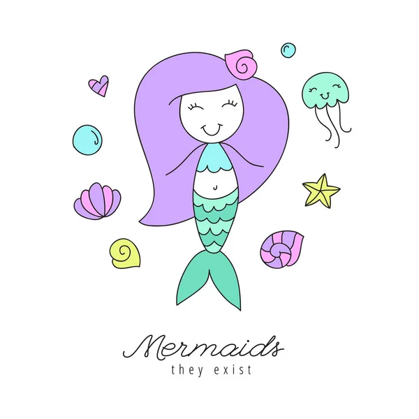 Cute vector mermaid — Stock Vector