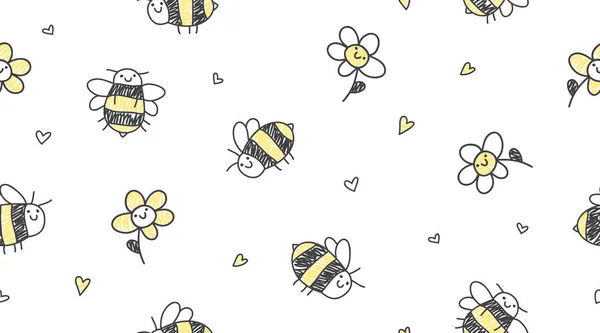 Patrón sin fisuras de las abejas — Archivo Imágenes Vectoriales