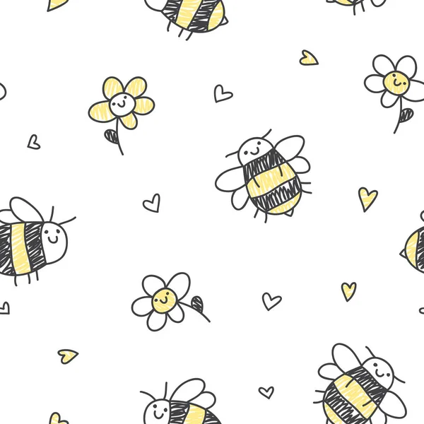 Jednolity wzór pszczół — Wektor stockowy