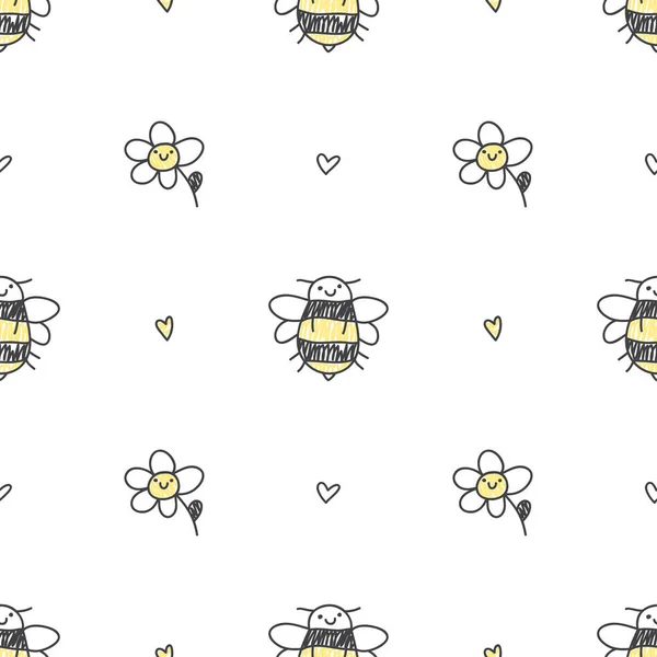 Varrat nélküli mintát a méhek — Stock Vector