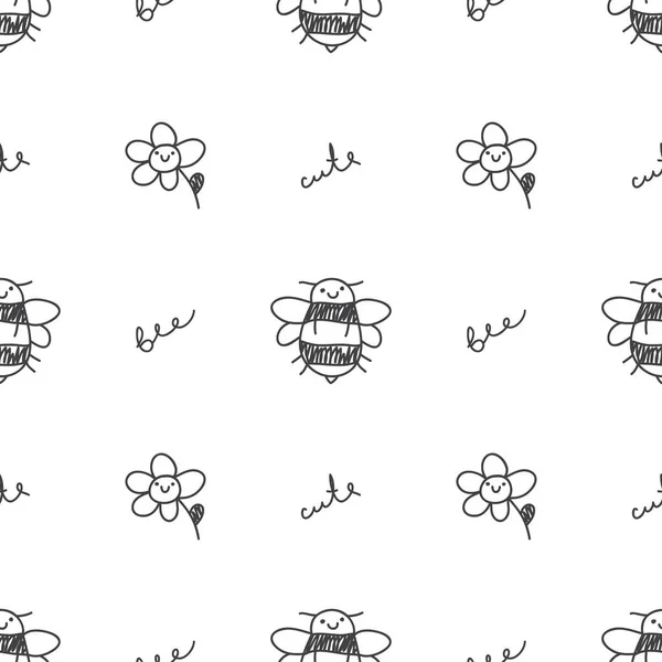Seamless pattern of bees Stock Illustration