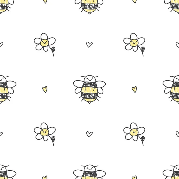 Seamless pattern of bees — Stock Vector