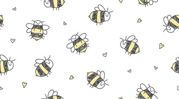 Seamless pattern of bees — Stock Vector