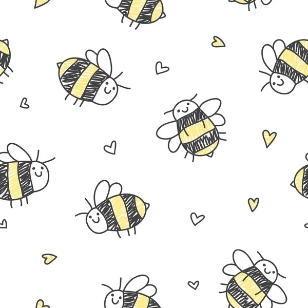 Motif sans couture des abeilles — Image vectorielle