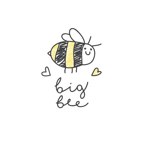 Big bee logotyp — Stock vektor