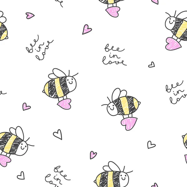 Bee i kärlek mönster — Stock vektor