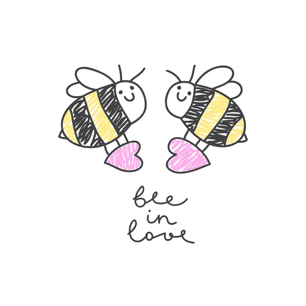 Abeja en el amor tarjeta — Archivo Imágenes Vectoriales