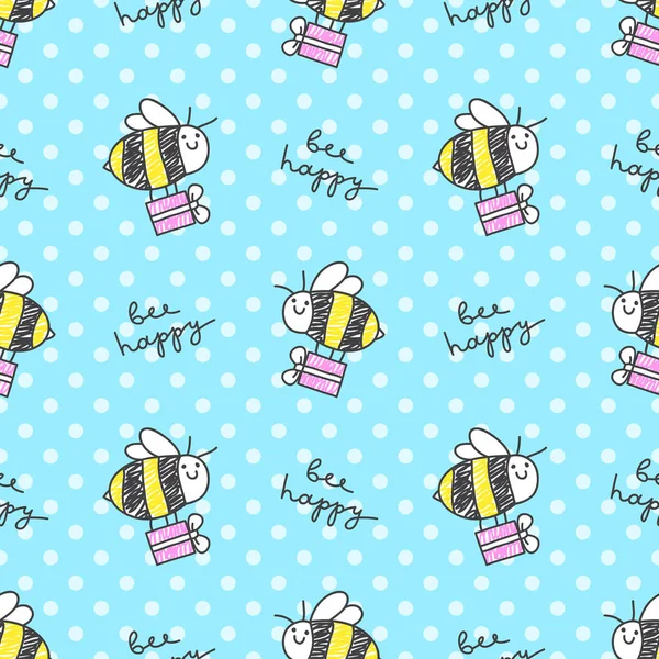 Bee happy pattern Stock Illustration