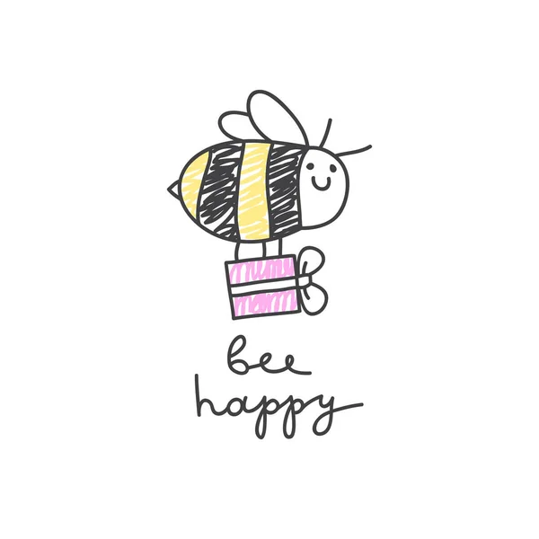 Бджола щасливі картки Стоковий вектор