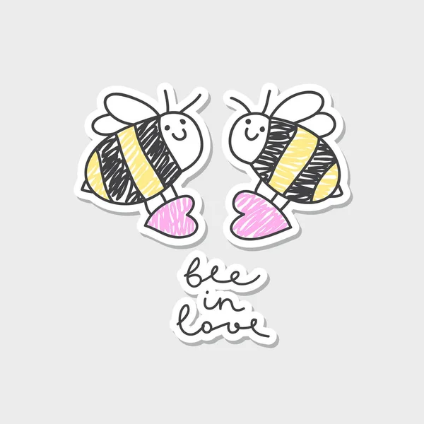 Bee i kärlek kort Royaltyfria illustrationer