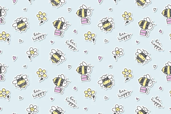 Bee happy naadloze — Stockvector