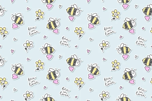 蜜蜂在爱无缝 — 图库矢量图片
